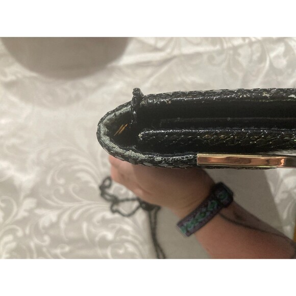 Vintage 80s Black Purse 1980s Mesh Disco Studio 54 Glam Retro Shoulder Strap - Picture 3 of 6